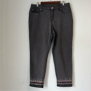 Signature Slimming x Christopher Banks Cuffed Ankle Jeans Sequin Embroidered 14